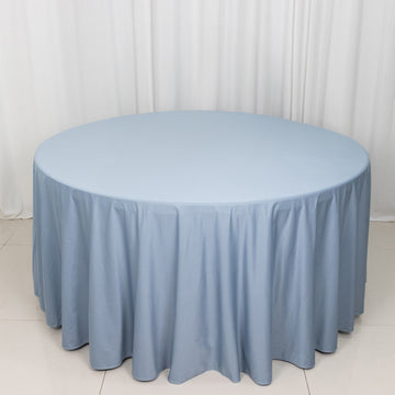 Dusty Blue Premium Scuba Round Tablecloth, Wrinkle Free Polyester Seamless Tablecloth 120"