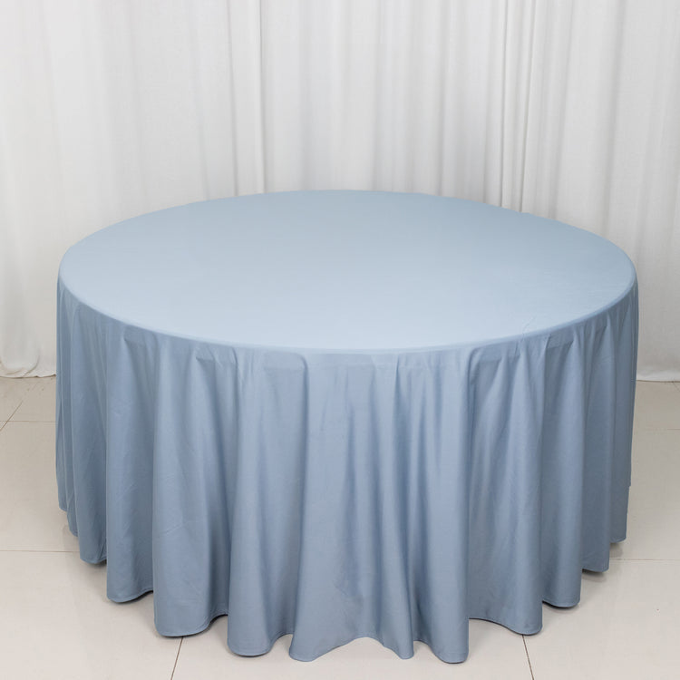 Dusty Blue Premium Scuba Round Tablecloth, Wrinkle Free Polyester Seamless Tablecloth 120inch