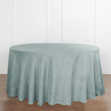Dusty Blue Linen Wrinkle Resistant Round Tablecloth 120 Inch Slubby Textured 