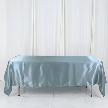 Elevate Your Event with the Dusty Blue Seamless Smooth Satin Rectangular Tablecloth