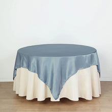 Dusty Blue Square Seamless Satin Tablecloth Overlay 72 Inch x 72 Inch