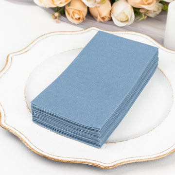 20 Pack Dusty Blue Soft Linen-Feel Airlaid Paper Party Napkins, Highly Absorbent Disposable Dinner Napkins