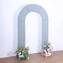 8ft Dusty Blue Spandex Fitted Open Arch Backdrop Cover, Double-Sided U-Shaped Wedding Arch Slipcover