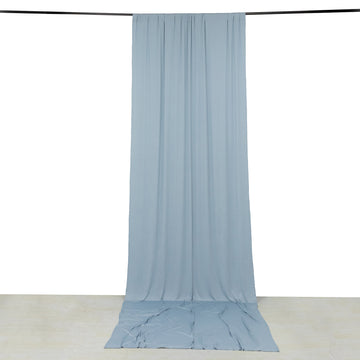 Dusty Blue 4-Way Stretch Spandex Drapery Panel with Rod Pockets, Wrinkle Resistant Backdrop Curtain - 5ftx14ft