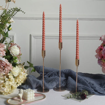Create a Beautiful Atmosphere with Dusty Rose Premium Spiral Long Burn Wick Taper Candles