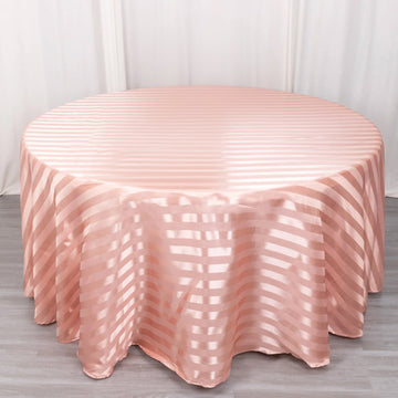 Dusty Rose Satin Stripe Seamless Round Tablecloth 120"