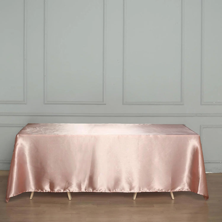 Dusty Rose Satin Rectangular Tablecloth 60 Inch x 126 Inch