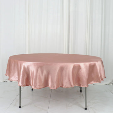 Dusty Rose Seamless Satin Round Tablecloth 90"