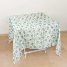 Dusty Sage Green Floral Polyester Square Tablecloth