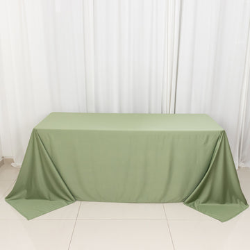 Dusty Sage Green Premium Scuba Rectangular Tablecloth, Wrinkle Free Polyester Seamless Tablecloth - 90"x132"