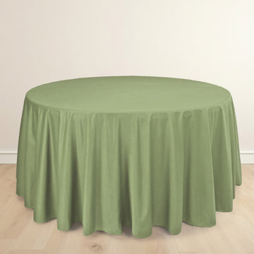 Dusty Sage Green Premium Scuba Round Tablecloth, Wrinkle Free Polyester Seamless Tablecloth 120" for 5 Foot Table With Floor-Length Drop