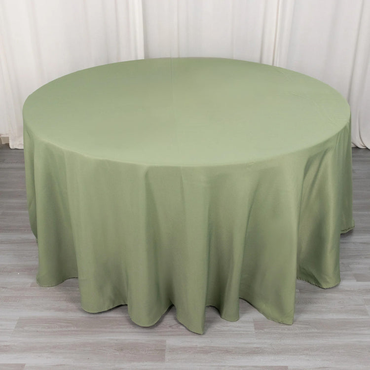 120inch Eucalyptus Sage Green 200 GSM Seamless Premium Polyester Round Tablecloth