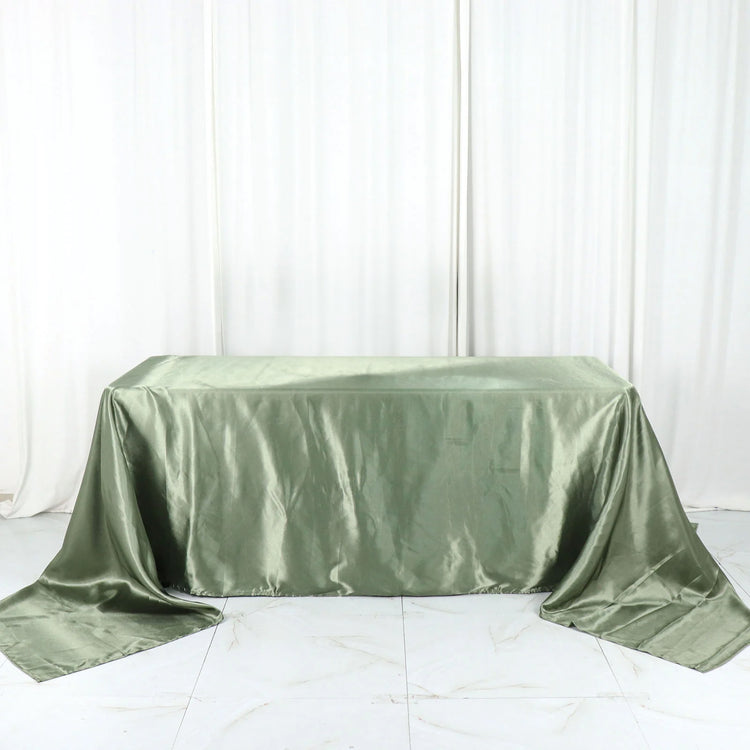 90x156 Inch Eucalyptus Sage Green Satin Rectangular Tablecloth