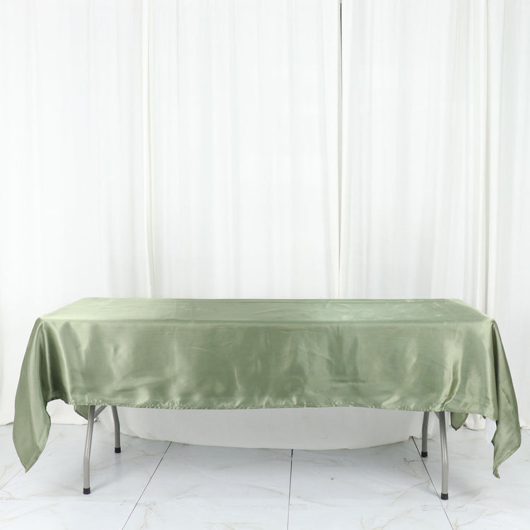 Eucalyptus Sage Green Satin Rectangular Tablecloth 60x102 Inches