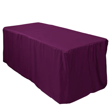 Unleash Your Creativity with the Eggplant Fitted Polyester Rectangular Table Cover 6ft