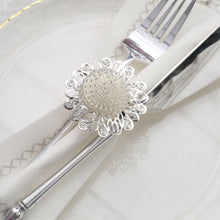 4 Pack | 2inch Elegant Silver Metal Daisy Flower Napkin Rings