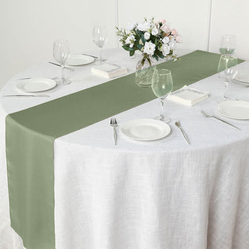 Enhance Your Table Setting with the Dusty Sage Green Polyester Table Runner