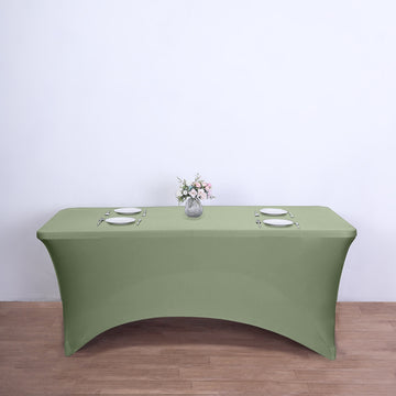 6ft Eucalyptus Sage Green Spandex Fitted Rectangular Tablecloth
