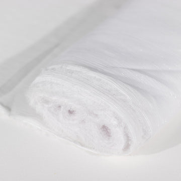 White Minimal Crinkle Chiffon Shiny Fabric Bolt