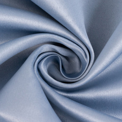 Light blue satin fabric swirl showcasing smooth texture.