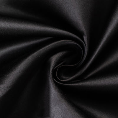 Black satin fabric with a smooth, lustrous finish.