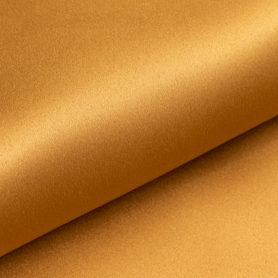Gold satin fabric with smooth texture and rich color.