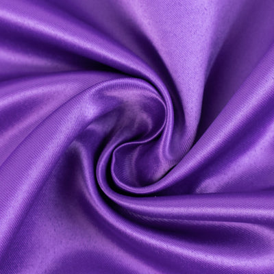 Purple satin fabric with a smooth, glossy texture.