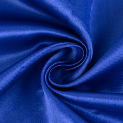 Blue satin fabric in a swirling texture close-up.