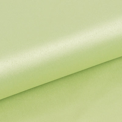 Light green satin fabric roll, smooth texture and sheen.