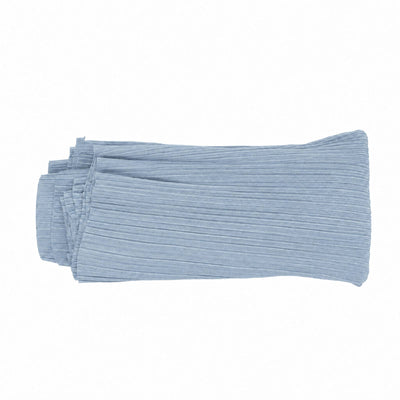 Folded light blue pleated fabric isolated on white background