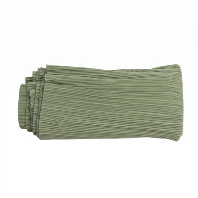 Folded sage green ribbed fabric texture on white background