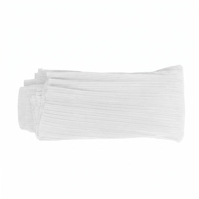 White pleated sheer fabric texture isolated on white background