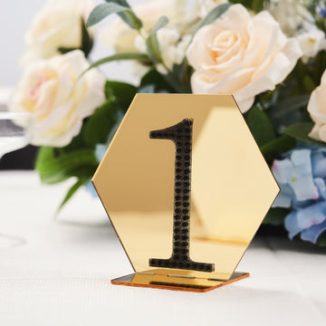 Elegant Gold Acrylic Hexagon Wedding Table Sign Holders