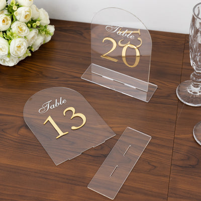 Elegant acrylic table numbers 13 and 20 for event decoration.