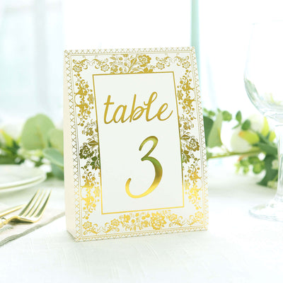 Elegant table number card with gold accents, featuring "table 3".