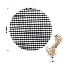 6 Inch Gingham Cloth Lid Covers For Mason Jars Black And White