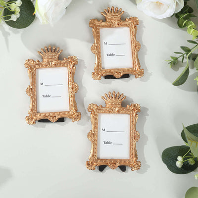 Gold ornate picture frames set for table decor