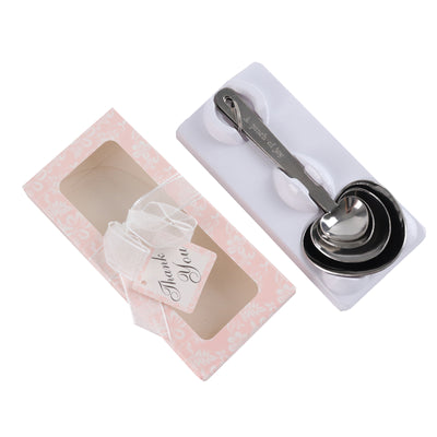 Measuring spoon set in gift box with "Thank You" tag
