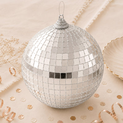 2 Pack Silver Foam Disco Mirror Ball With Hanging Swivel Ring, Holiday Party Decor 10"