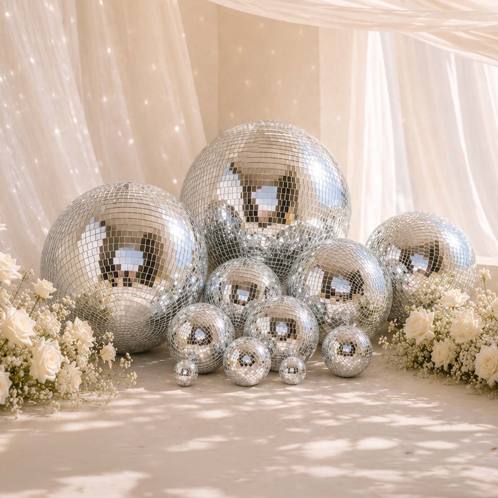 Large Silver Foam Disco Mirror Ball | eFavormart