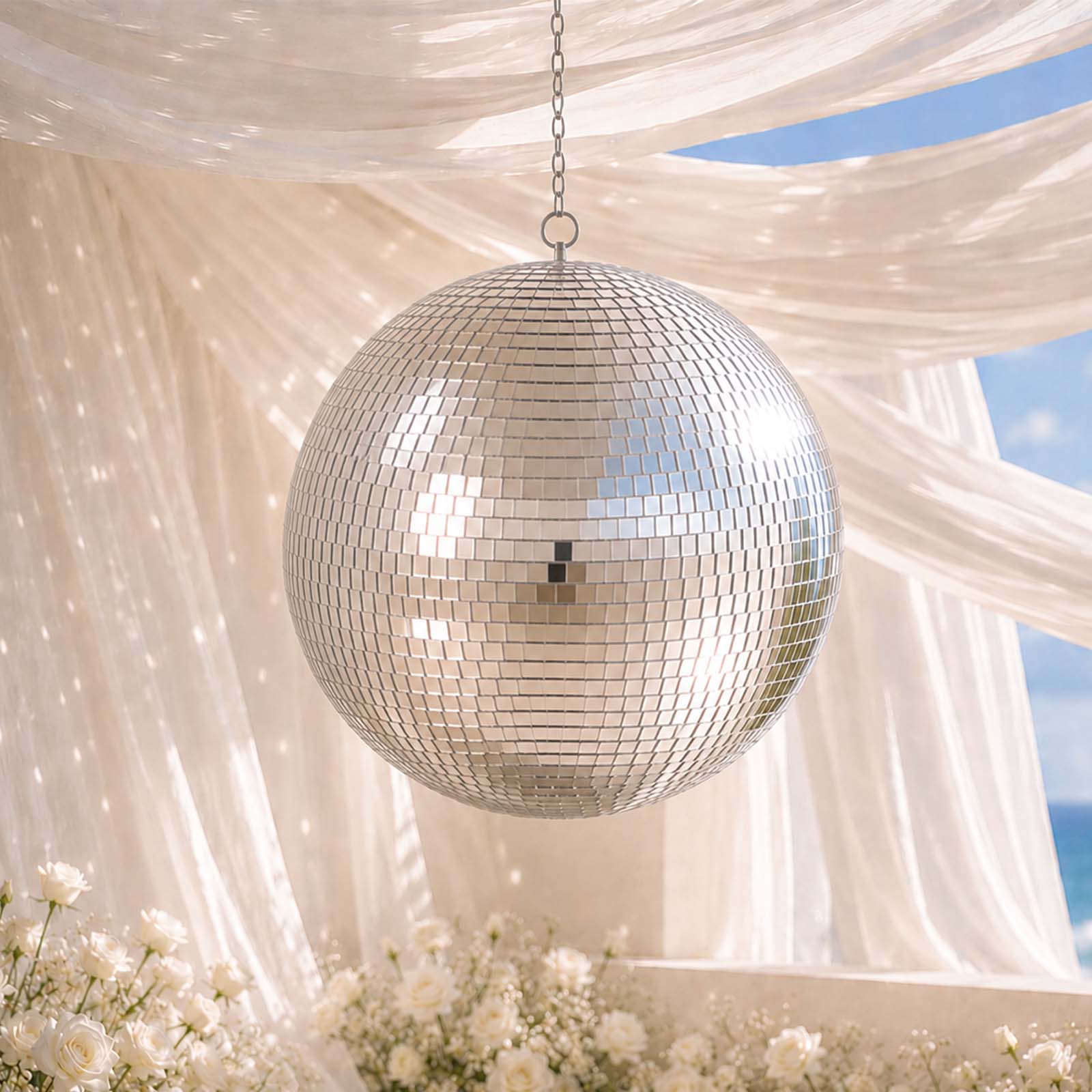 Large Silver Foam Disco Mirror Ball | eFavormart