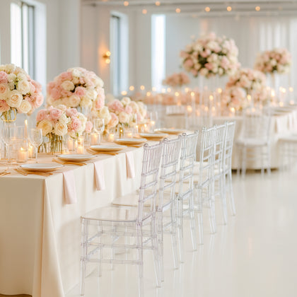 8 Pack Chiavari Chairs Transparent and Stackable Clear - Sleek Armless Design for Weddings & Gatherings
