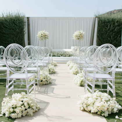 8-Pack Acrylic Phoenix Chiavari Ghost Chairs Transparent Resin Stackable with Oval Back Clear – Armless Design for Events