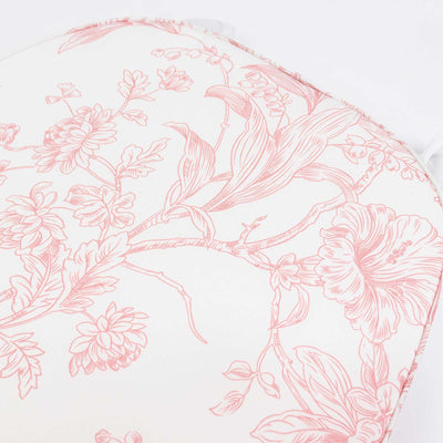 Pink floral line art on white fabric close-up pattern
