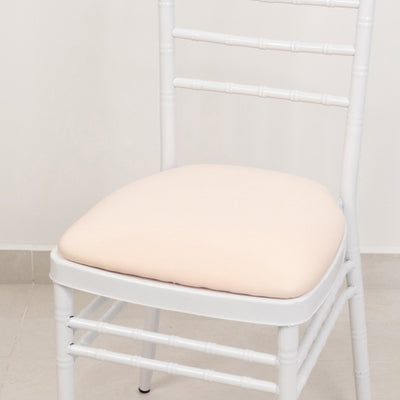 White Chiavari chair with a beige cushion