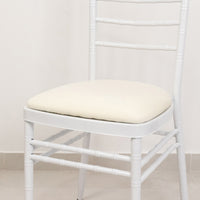5 Pack Ivory Spandex Chiavari Chair Cushion Covers, Washable Stretch Fitted Dining Chair Seat Pad Slipcovers