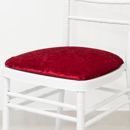5 Pack Crushed Velvet Chiavari Chair Seat Pad Covers – Red Stretch Cushion Slipcovers for Dining Chairs, Washable & Reusable