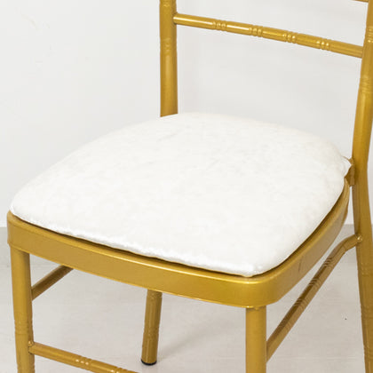 5 Pack Crushed Velvet Chiavari Chair Seat Pad Covers – White Stretch Cushion Slipcovers for Dining Chairs, Washable & Reusable