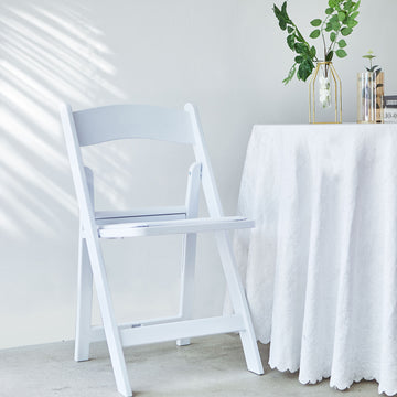 Elegant White Resin Folding Chair for Weddings and Events
