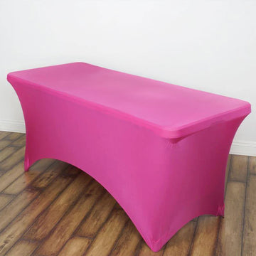 Elevate Your Event with a Fuchsia Rectangular Stretch Spandex Tablecloth